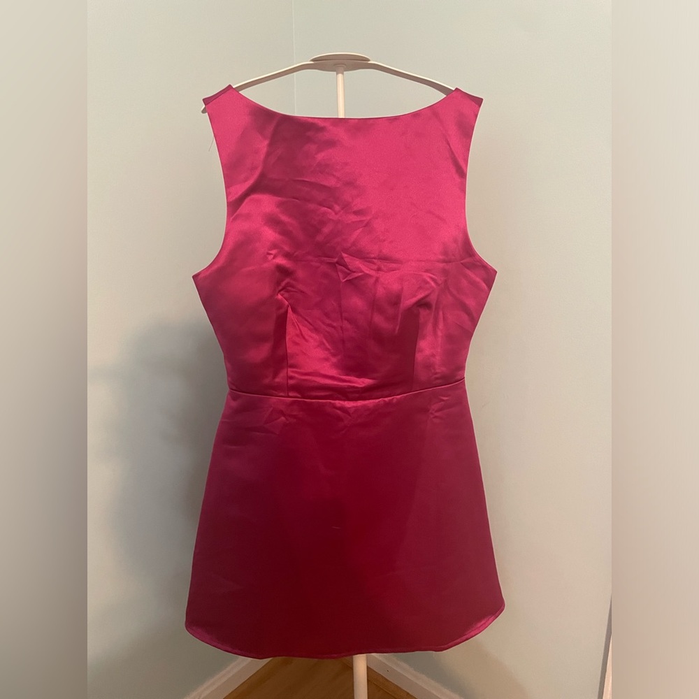 Reformation Zenni Dress 6 Rhubarb Hot Pink Magenta Silk Mini